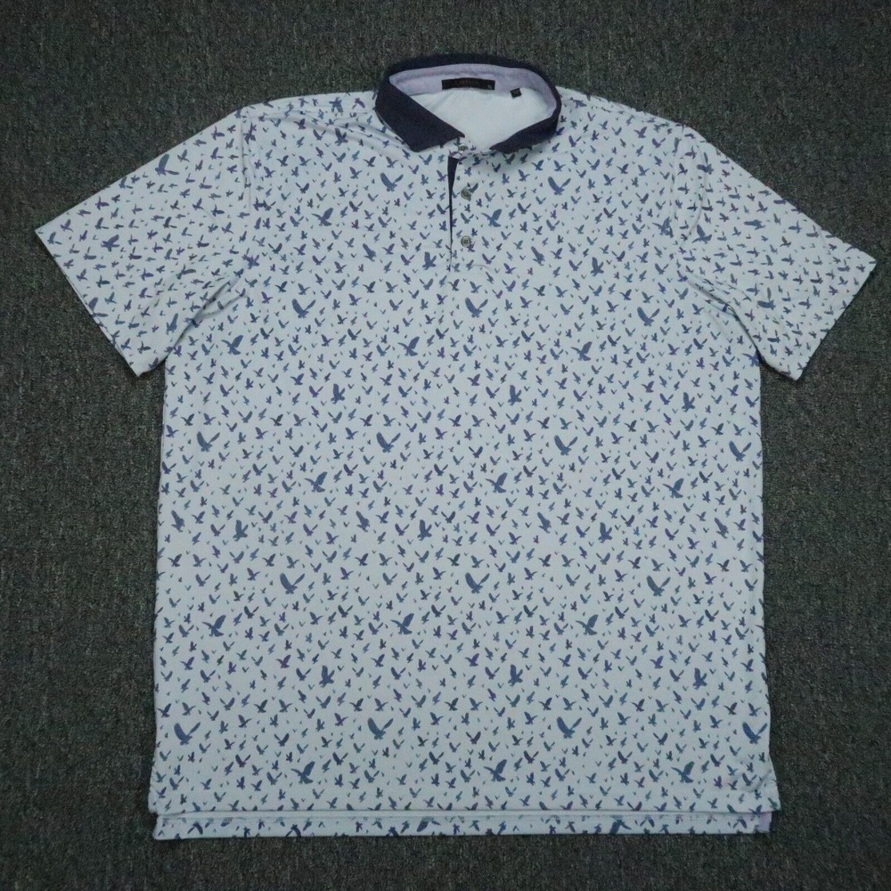 Greyson Polo‎ Shirt Mens Extra Large Blue Purple Performance Eagle Print XL